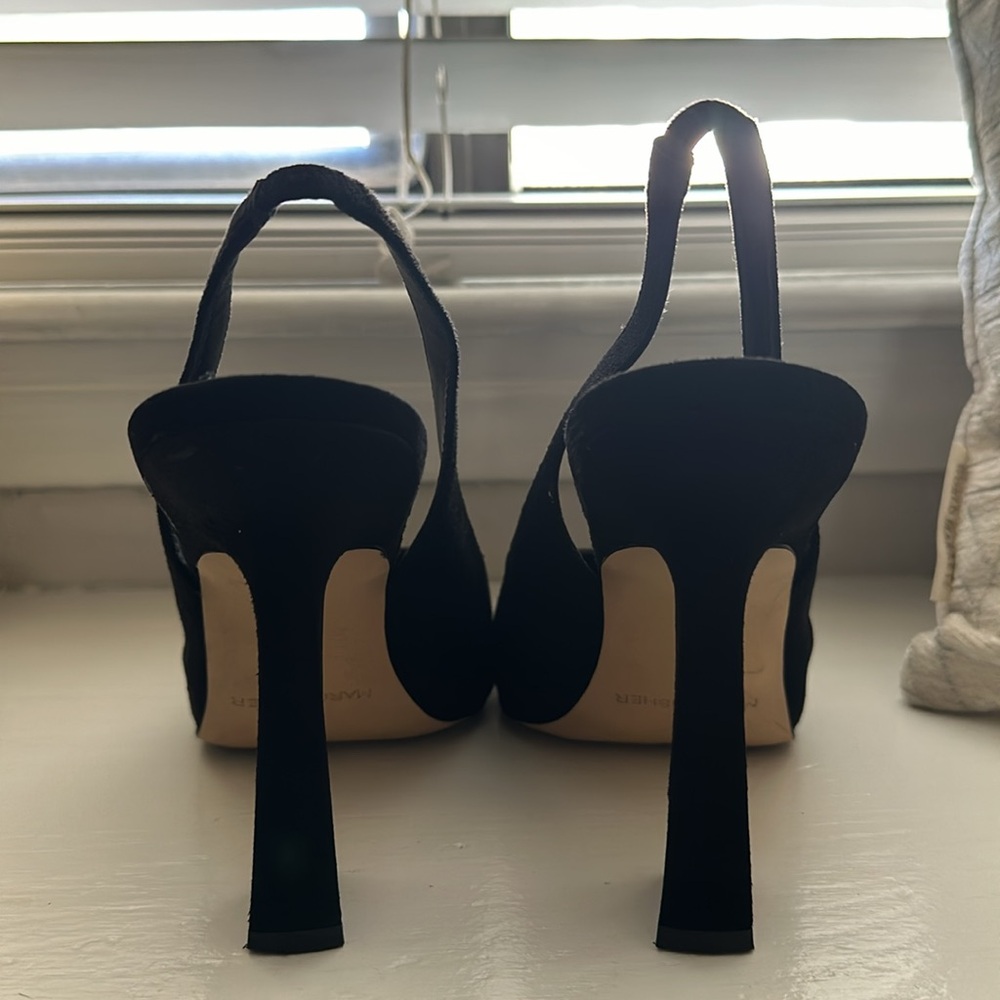 Marc Fisher Black Pointed Slingback Pumps with Sculpted Heel - Picture 3 of 3